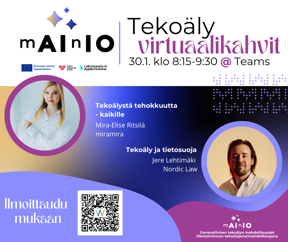 Virtuaalikahvit, tekoäly työelämässä ja tietosuoja