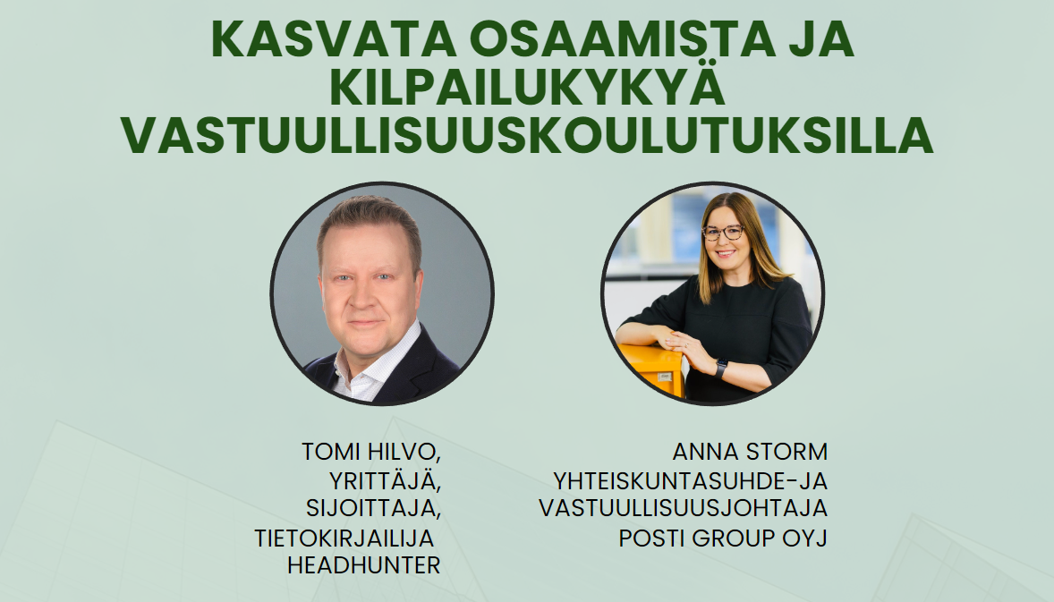 Puhujina Tomi Hilvo ja Anna Storm