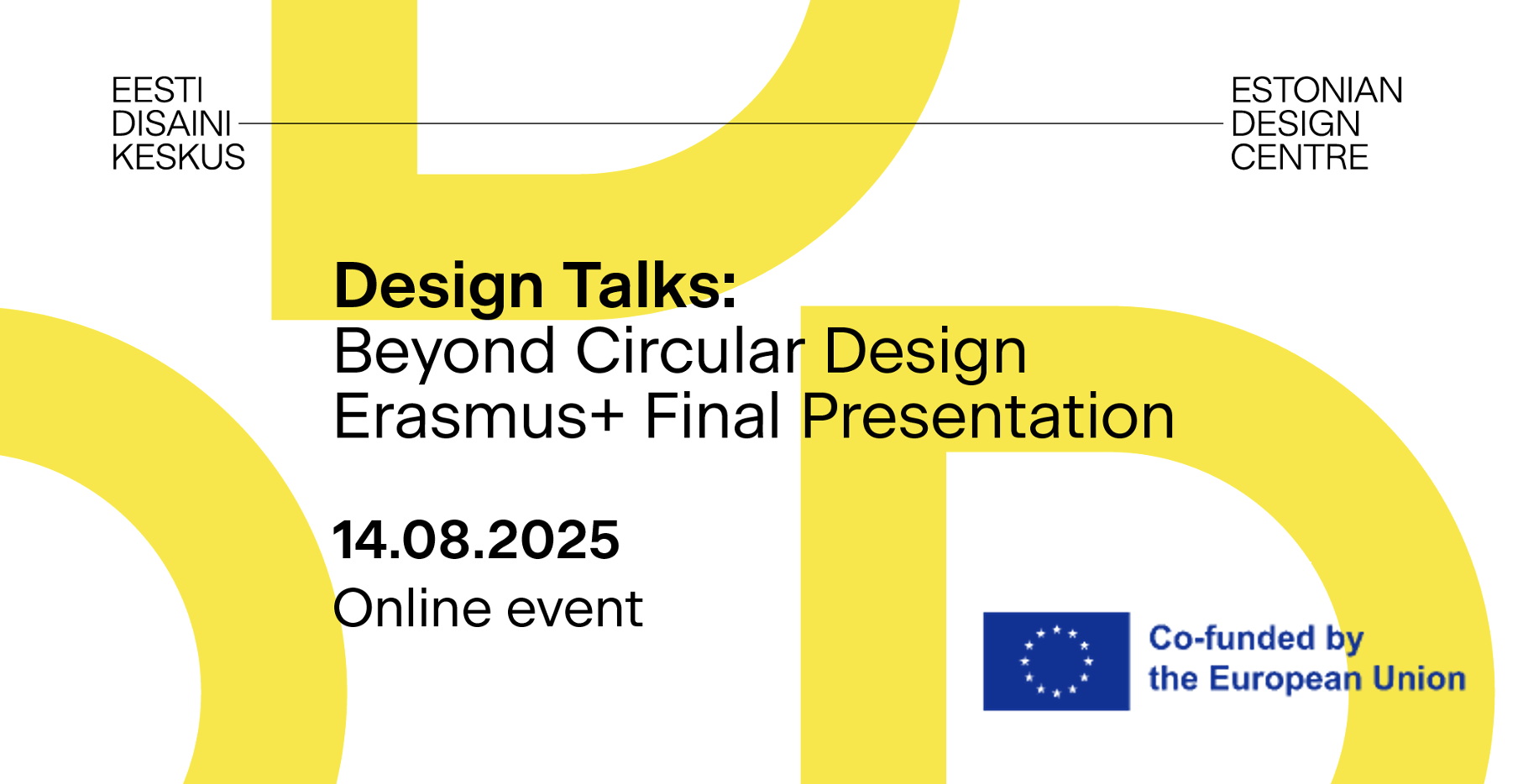 Banner of the final event with name and time