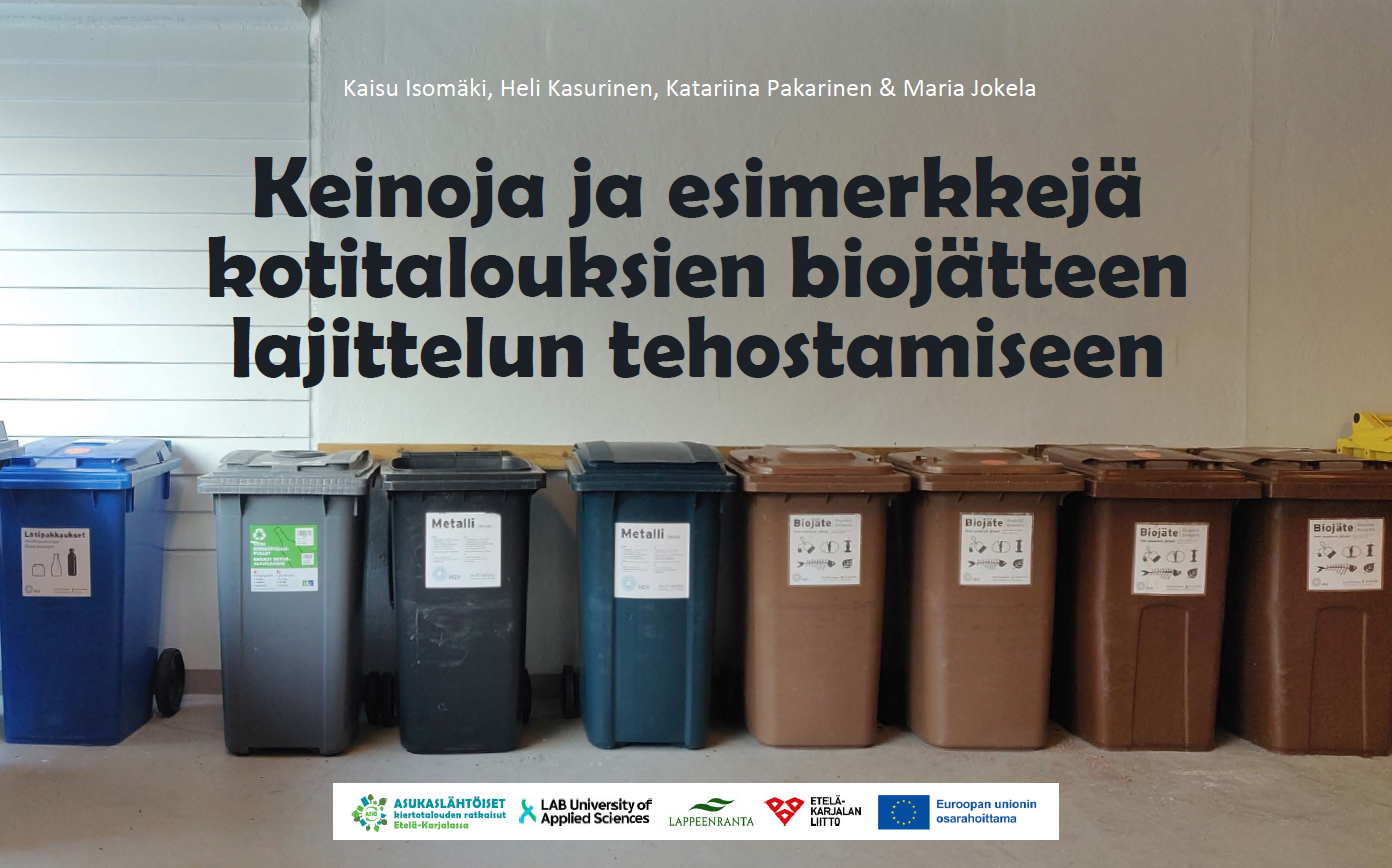 Keinoja ja esimerkkejä kotitalouksien biojätteen lajittelun tehostamiseen -julkaisun kansi