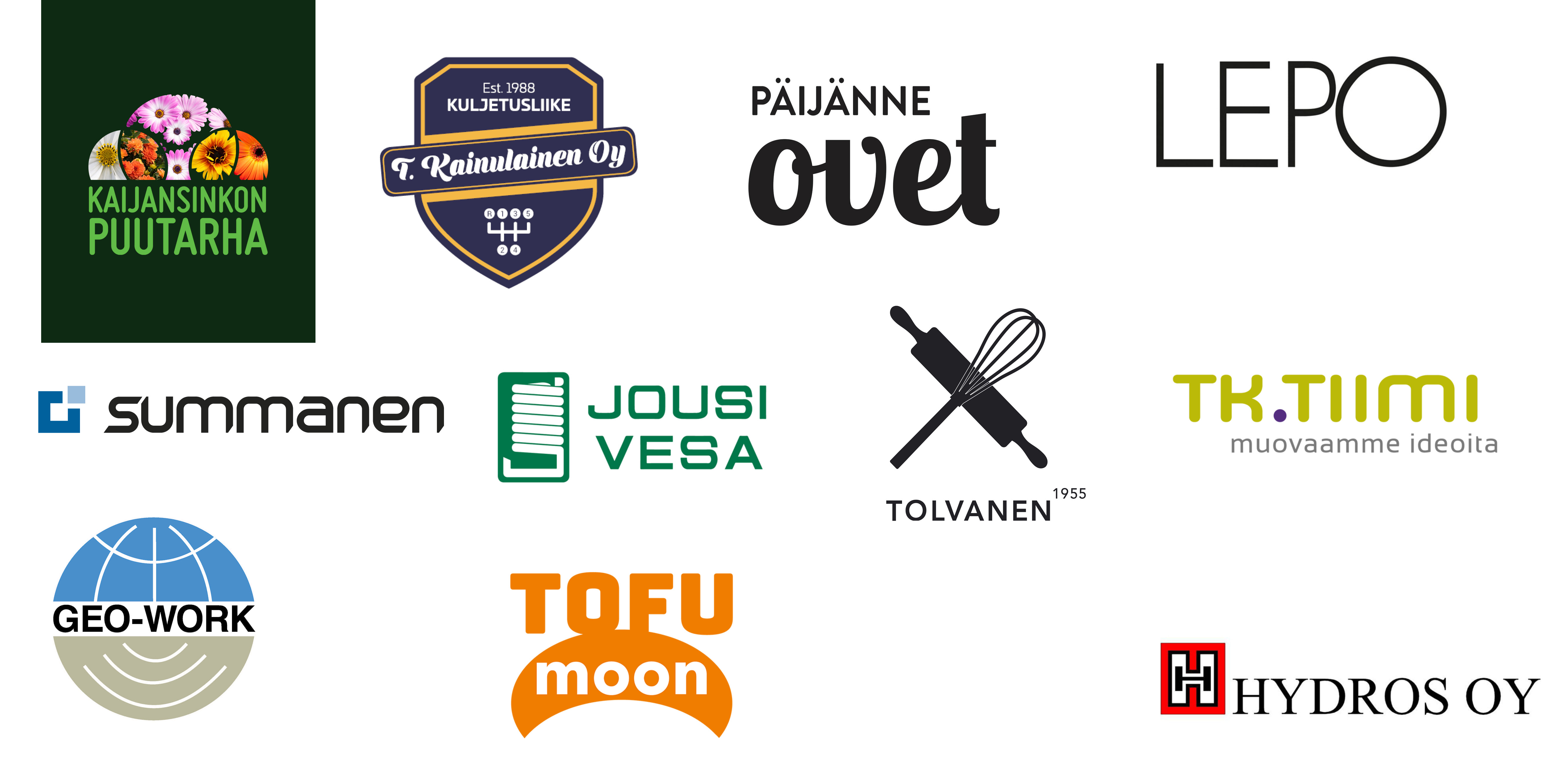 Peilinä perheyritykselle -hankkeeseen osallistuneiden yrityksien logot.