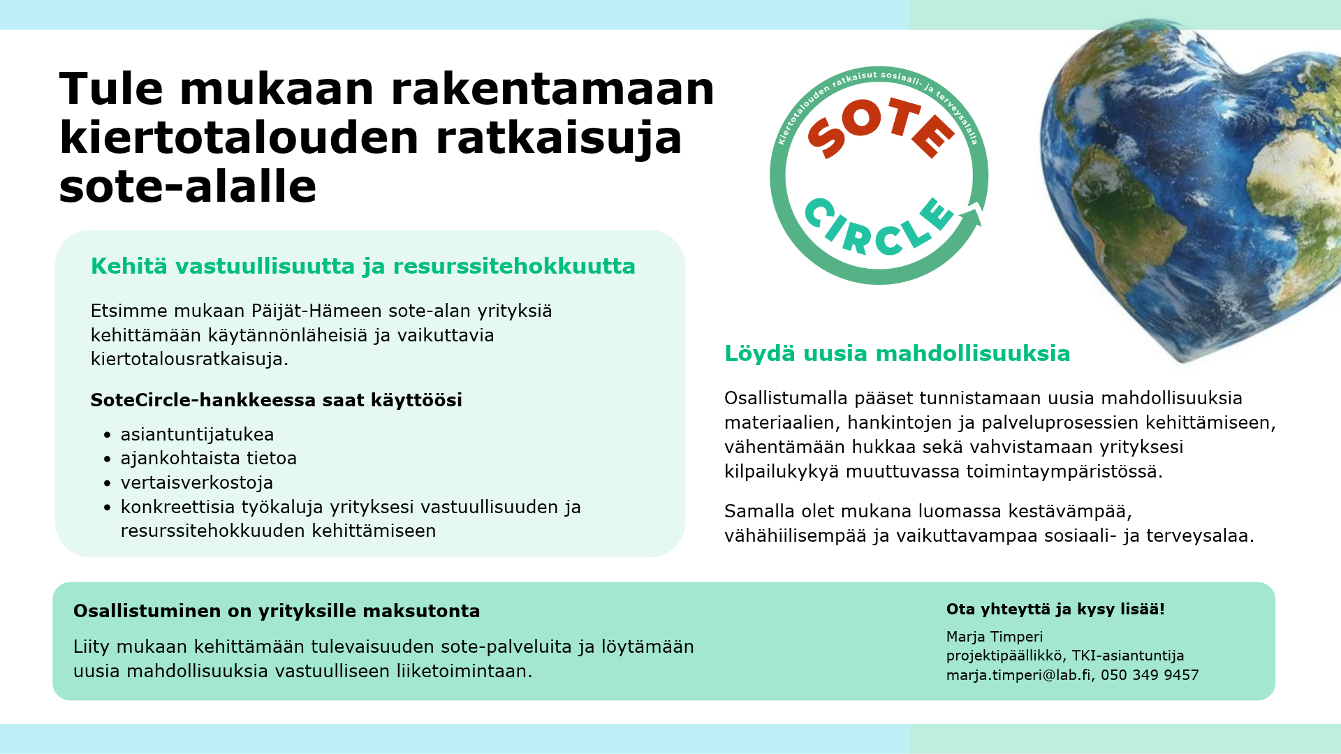Tule mukaan rakentamaan kiertotalouden ratkaisuja sote-alalle