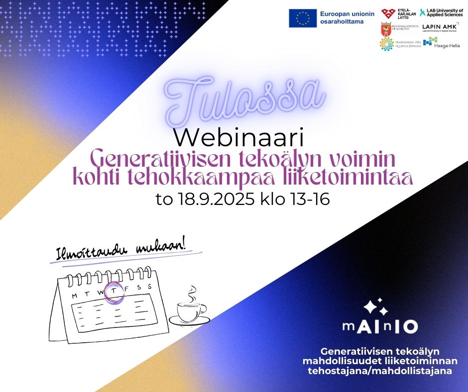 Webinaari: Generatiivisen tekoälyn voimin kohti tehokkaampaa liiketoimintaa 18.9.2025 klo 13-16