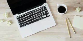 Studylife laptop and coffee notes