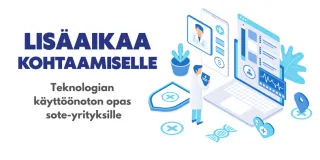 Teknologian käyttöönoton oppaan nimi ja kuvituskuva