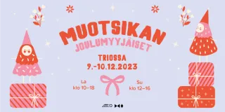 Vuoden 2023 joulumyyjäisten visuaalinen ilme on Muotoiluinstituutissa graafista suunnittelua opiskelevan Sinna Tuonosen käsialaa.