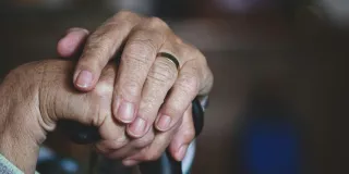 Hands of an elderly person.