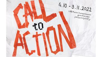 call to action graafisen suunnittelun opiskelijoiden näyttelyn banneri
