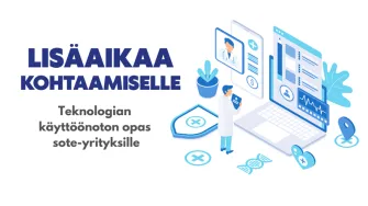 Teknologian käyttöönoton oppaan nimi ja kuvituskuva