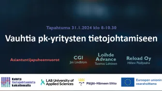 Vauhtia pk-yritysten tietojohtamiseen -seminaarin banneri