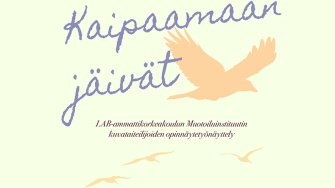 Kuvataiteilijoiden kevään 2025 opinnäytetyönäyttelyiden esite.