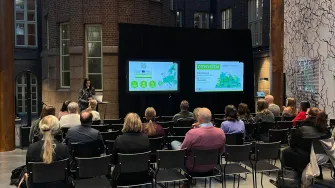 a group of people following the content