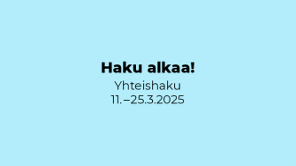 Yhteishaun alkamiseen liittyvä kuvituskuva Haku alkaa ja hakupäivämäärät tekstillä