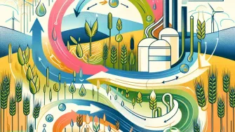 Landscape with arrows to illustrate cycling