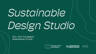 Sustainable Design Studio näyttelyn banneri
