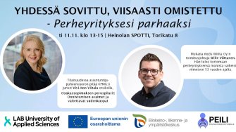 Yhdessä sovittu, viisaasti omistettu - Perheyrityksesi parhaaksi, tapahtuma perheyrityksille