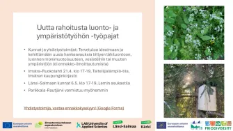 Uutta rahoitusta luonto- ja ympäristötyöhön