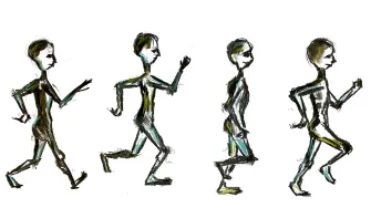 Ihmishahmo juoksemassa