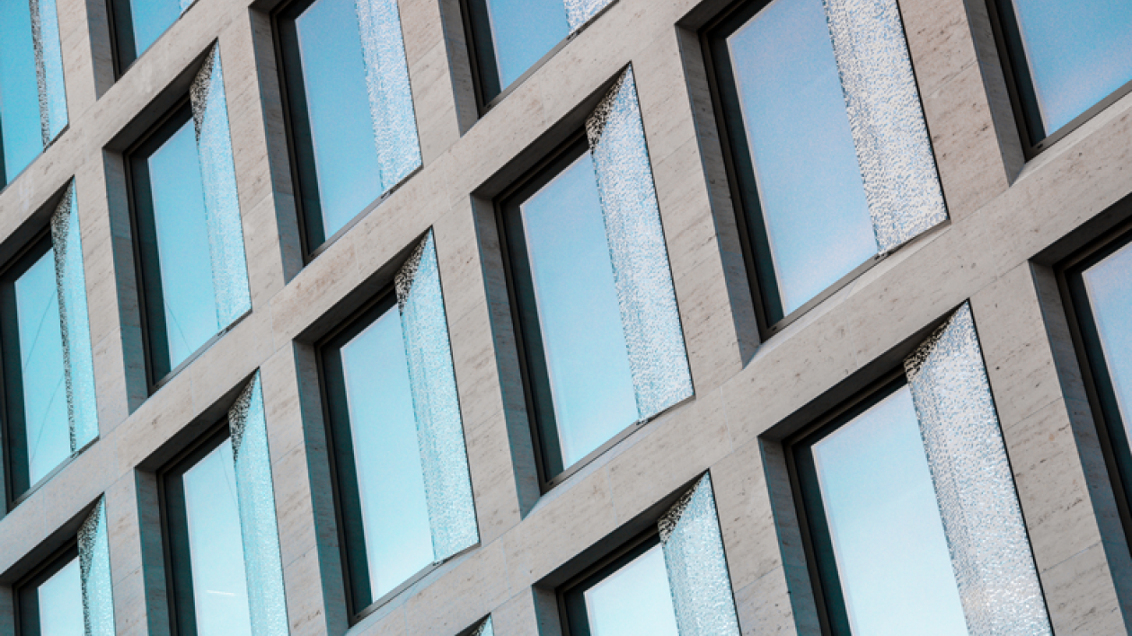 Windows on the facade of a building