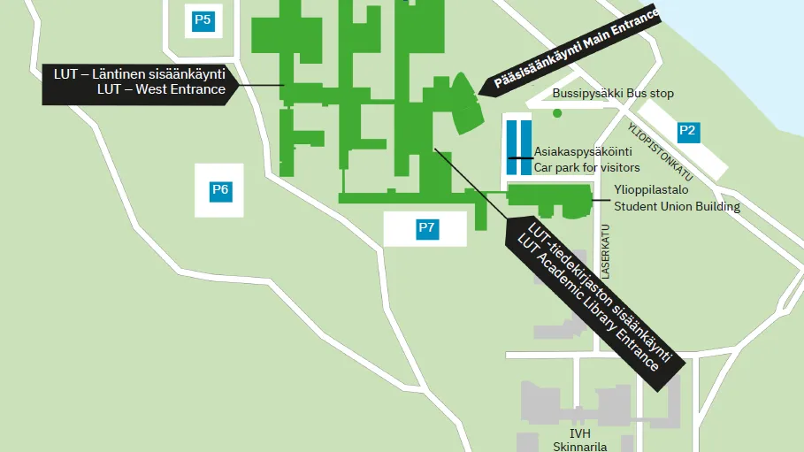 Lappeenrannan kampusalueen pysäköintikartta 