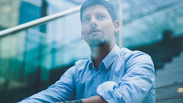 Reflection stairs man