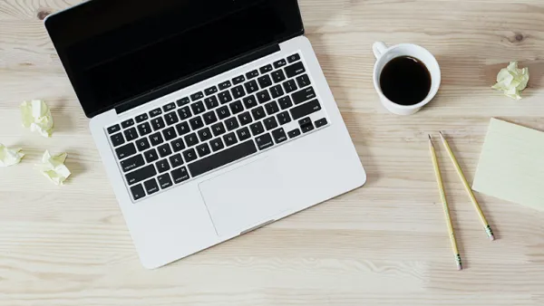 Studylife laptop and coffee notes