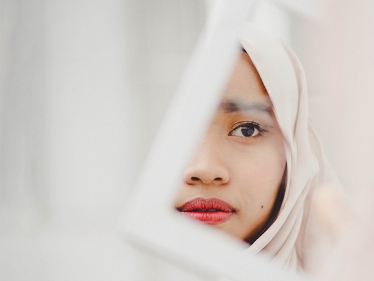 A girl in a mirror