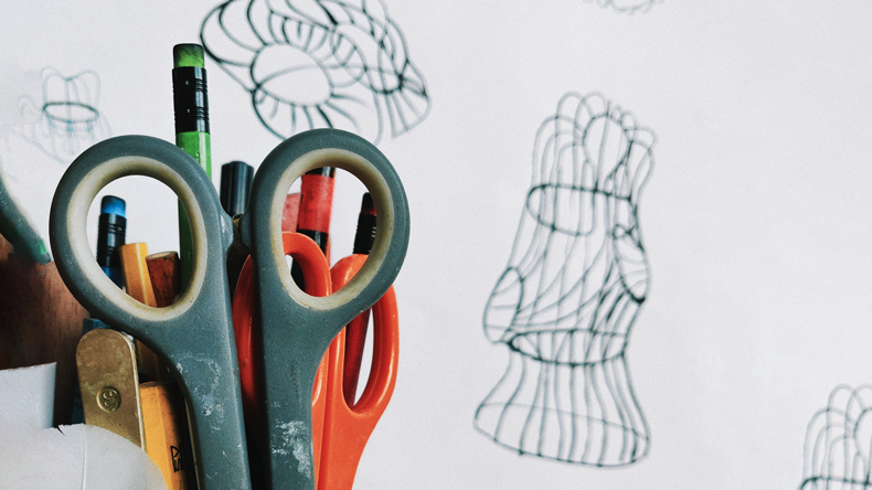 Close up of craft supplies