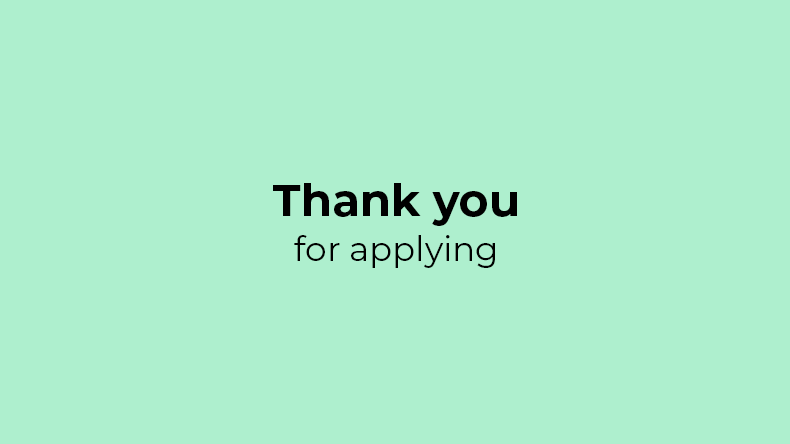 "Thank you for applying" text