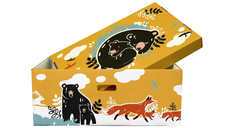 LABin Muotoiluinstituutin opiskelijan Riina Haapakallion suunnittelema kuosi äitiyspakkaukseen.