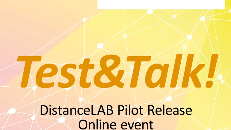 Test&Talk text date Distance LAB project logo EU flag
