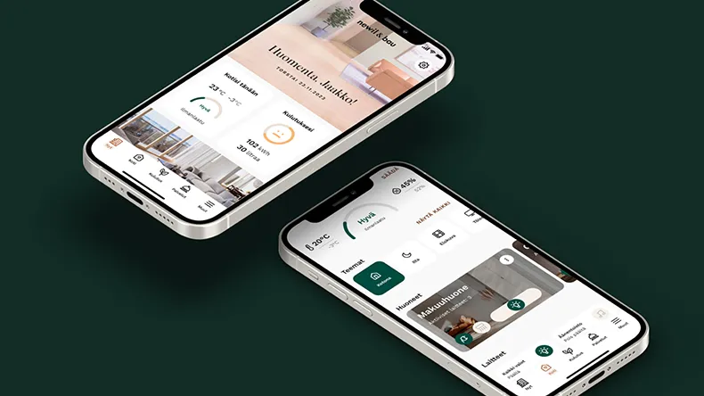 Kuvia ohjelmistosta mobiililaitteessa.