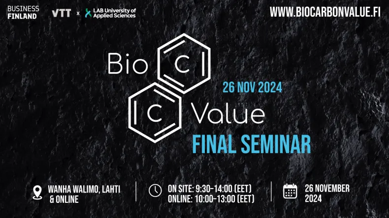 BioCarbonValue Final Seminar banner including main points of event information