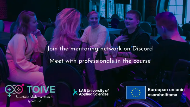 Join the mentoring network on Discord and meet with professionals in the course.