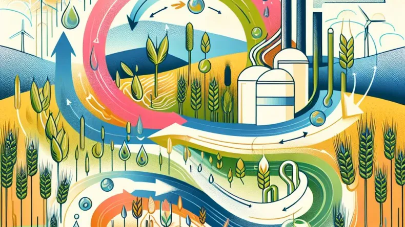 Landscape with arrows to illustrate cycling