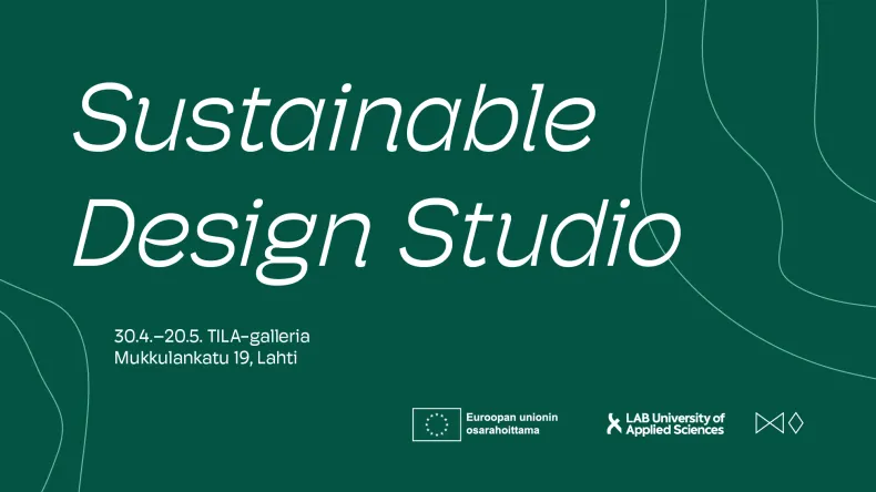 Sustainable Design Studio näyttelyn banneri