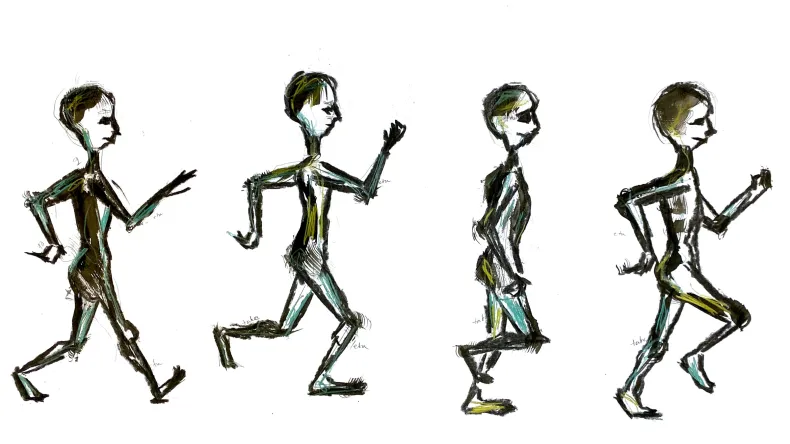 Ihmishahmo juoksemassa