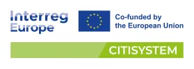 CITISYSTEM logo with Interreg Europe logo and EU flag
