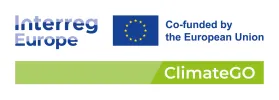 Interreg Europe Co-funded logo yhdistettynä ClimateGO logoon